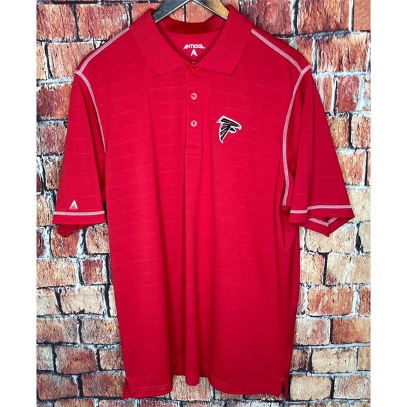 Atlanta Falcons ATL NFL Football Men’s Short Sleeve XL Red Striped Polo Shirt - Picture 2 of 4